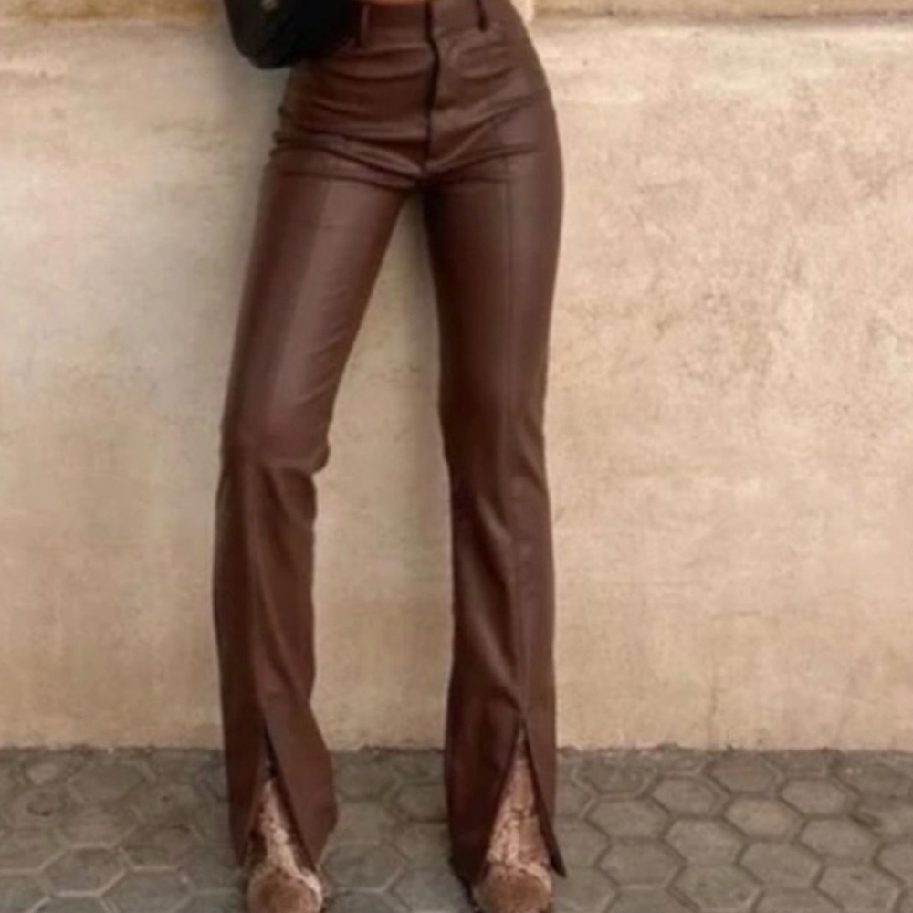 Zara Chocolate Brown Straight Leg Pants NWT